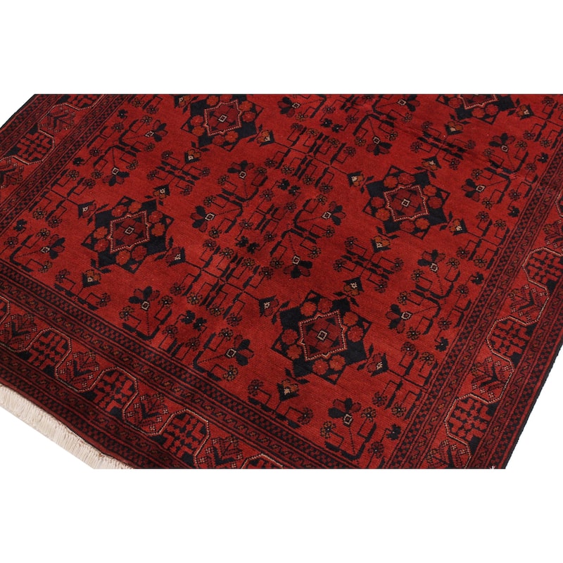 Tribal Biljik Khal Mohammadi Blaze Red/Black Rug - 4'3'' x 6'2''