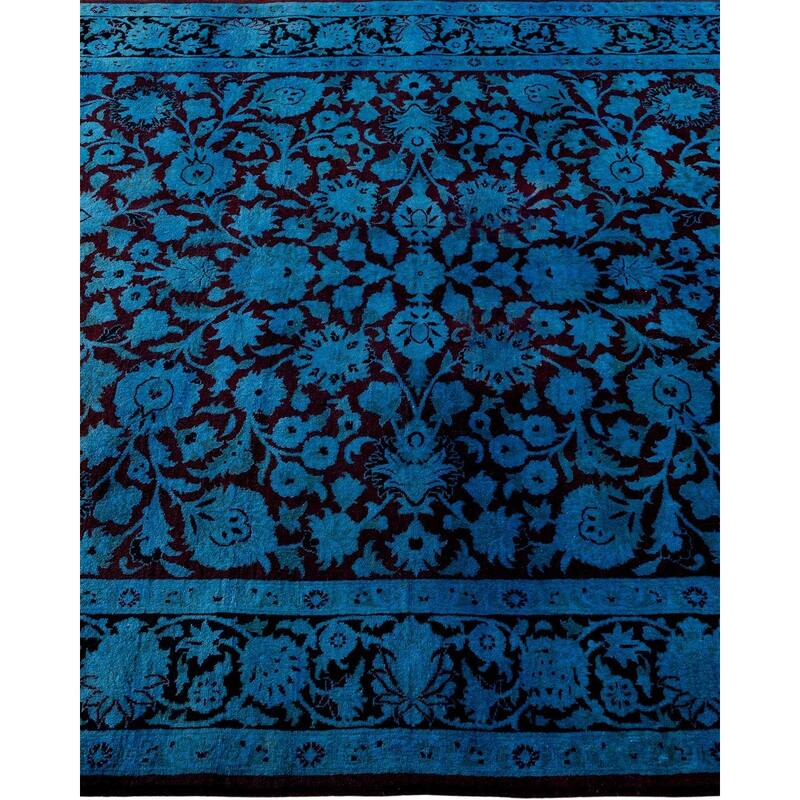 Overton Hand Knotted Wool Vintage Inspired Modern Contemporary Overdyed Blue Area Rug - 4' 1" x 6' 4"