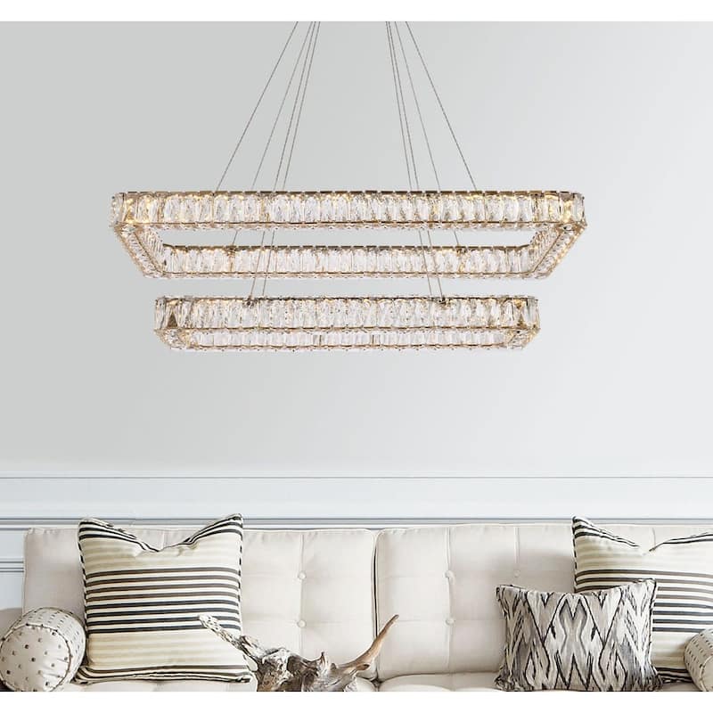 Elegant Lighting 3504G42L2 Monroe 42" Wide LED Crystal Linear