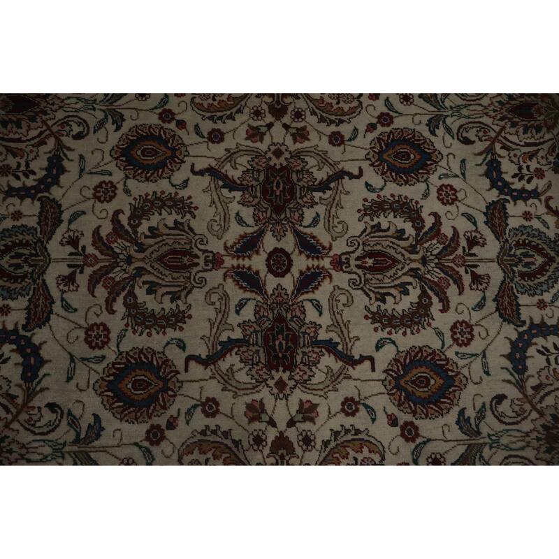 Hand Knotted Oriental 100% Wool Carpet Traditional Floral Beige & Ivories Tabriz Area Rug - 11' 2'' X 8' 4''