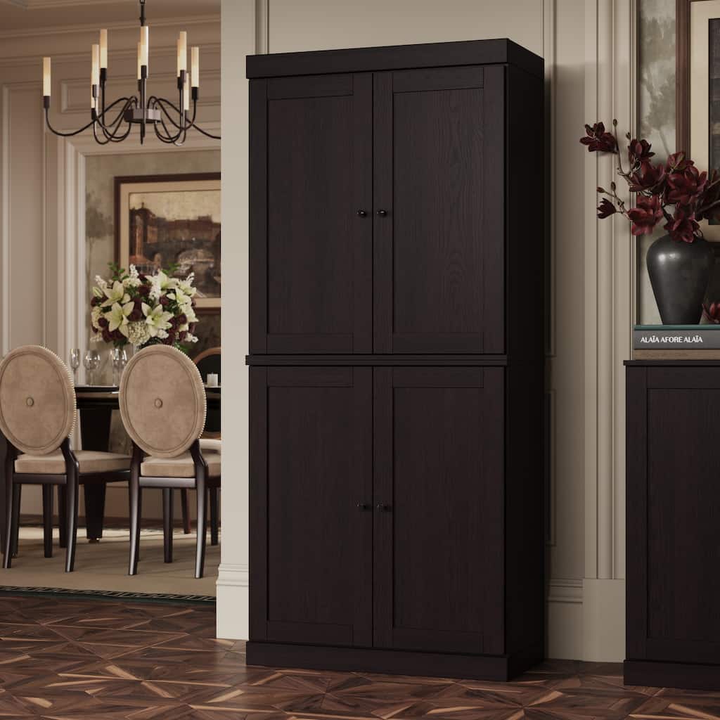 Palace Imports Premium 100% Solid European Oak Hardwood Modular Dining Room Cabinet with Shaker Doors - 32" Wide, 71.5" Tall