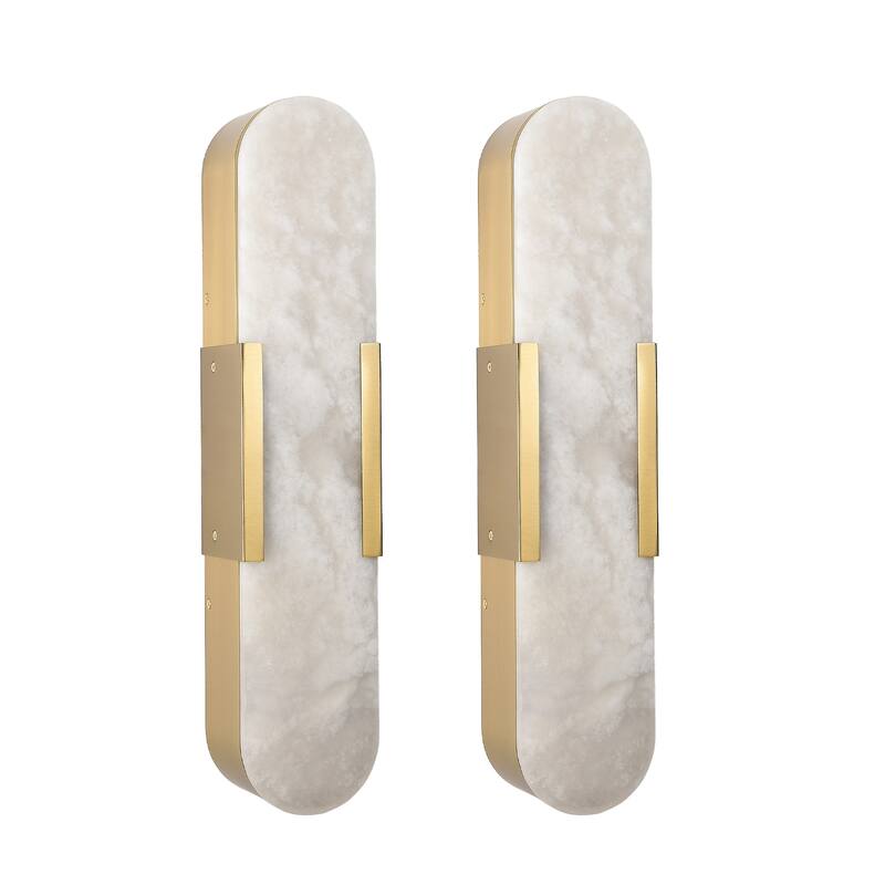 Natural Marble and Gold Wall Sconce Set of 2 - Gold