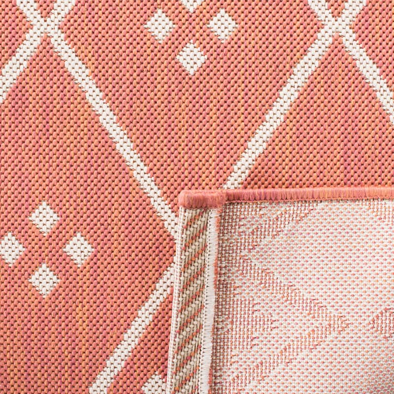 SAFAVIEH Courtyard Beryl Indoor/ Outdoor Waterproof Patio Backyard Rug - Terracotta/Light Beige - 5'3" x 7'7"