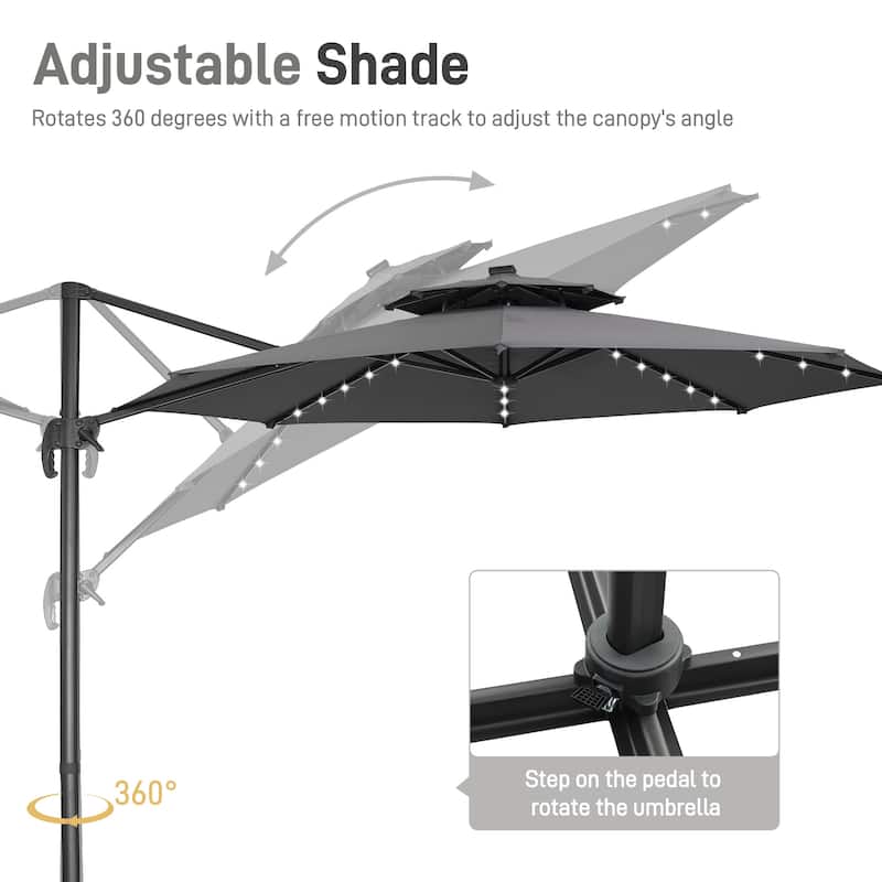Ainfox 10 FT Aluminum Offset Outdoor Cantilever Umbrella with 360-degree Rotation