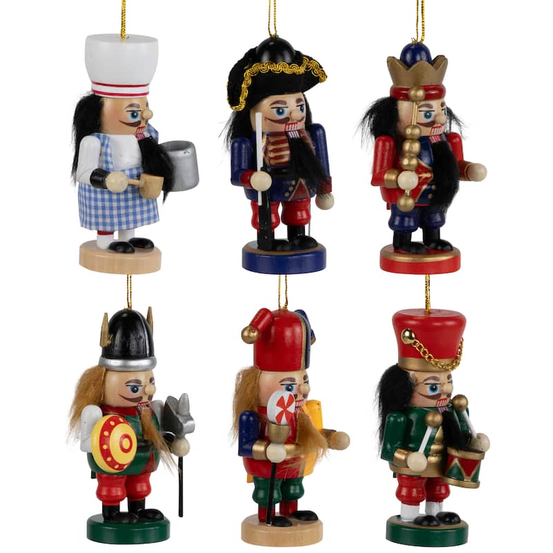 Professional Nutcracker Christmas Ornaments - 4" - Set of 6 - Multicolor