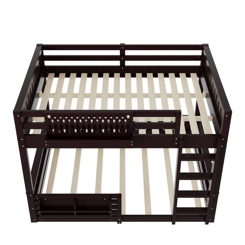 Wooden Bunk Bed of 3 Kinds Size with Pegboard, Bookshelf and Guardrails, Detachable Bunk Bed Convertible 2 Platform Beds