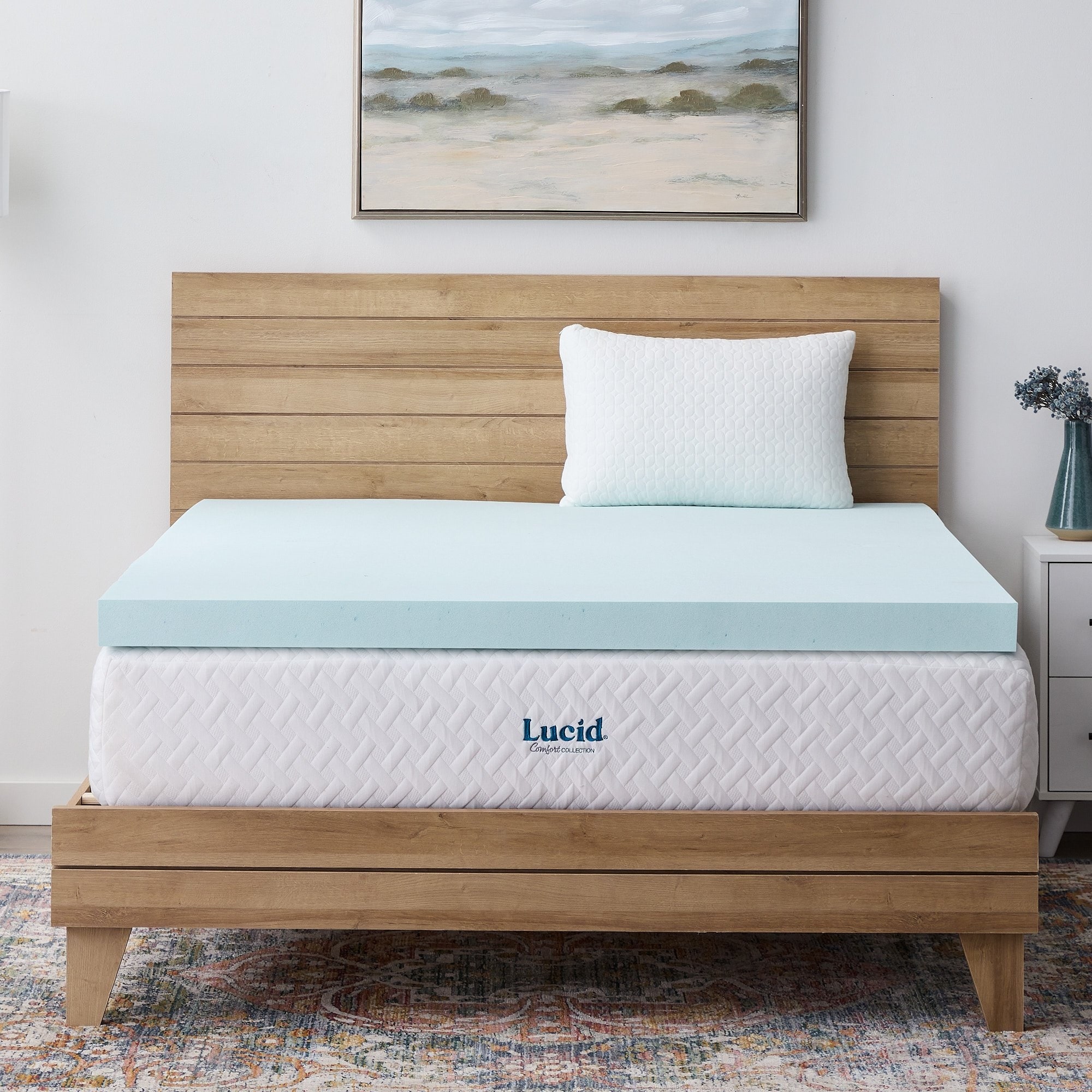 Lucid 3-inch Memory Foam Topper with Cooling Gel and Aloe