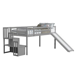 Loft Bed with Slide, Storage & Guardrails - Safe & Fun