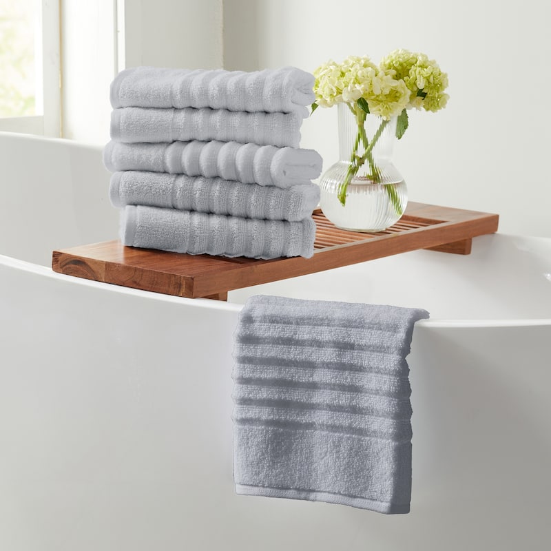 Linery & Co. Combed Cotton Bath Towel Set - Hand Towel (Pack of 6) - Light Grey