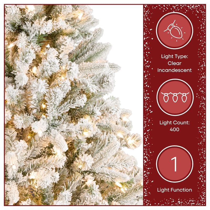National Tree Company 6.5 ft. Snowy Mixed Pine Tree with Clear Lights - 6.5 Foot
