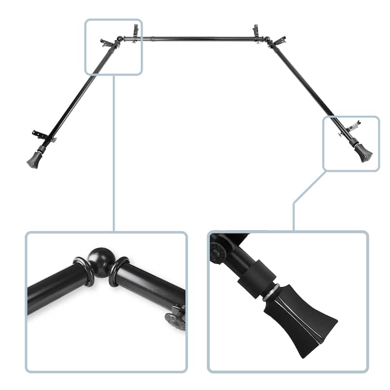InStyleDesign Tower 13/16" Bay curtain rod 20"-36", 38"-72" - Black