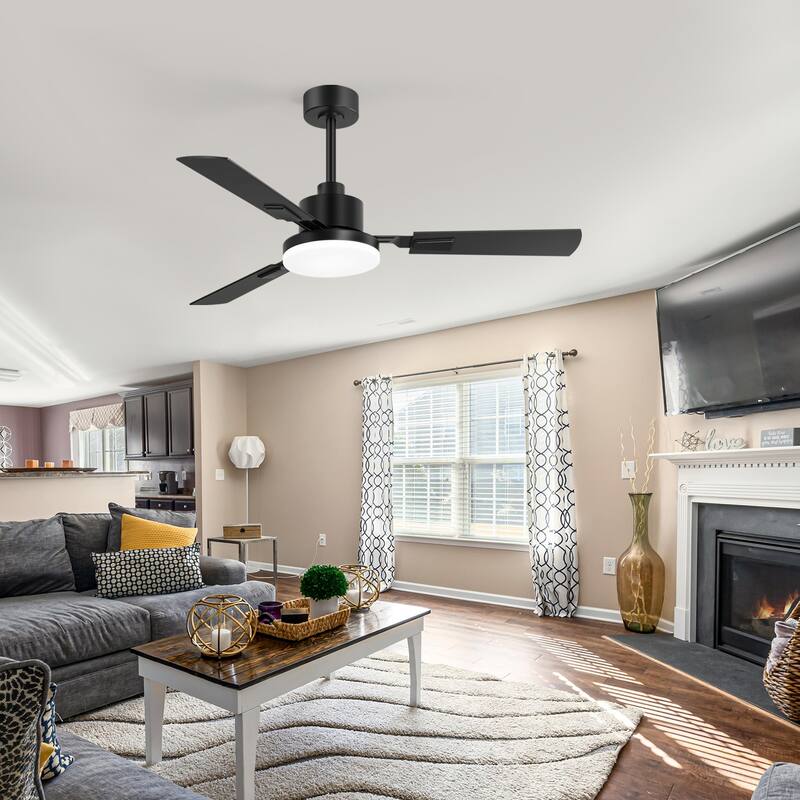 48/52/60-inch Modern Ceiling Fan with LED Light and Remote (3/5/6 Reversible Blades)