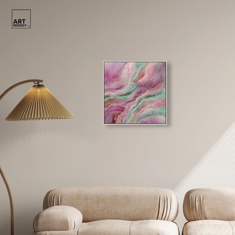 Pink and Mint Crystal IV Canvas by Art Remedy