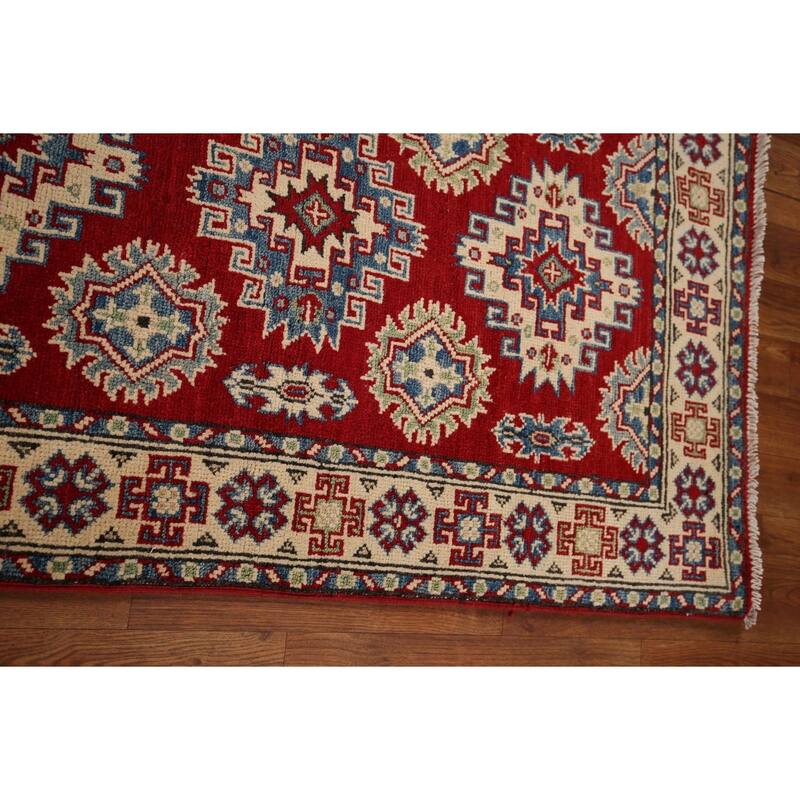 Red Kazak Runner Rug Handmade Wool Carpet - 2'6" x 16'3"