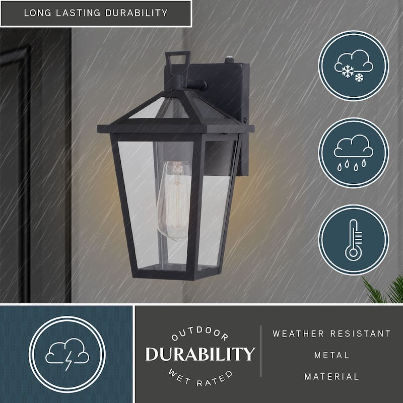 Derby Dusk to Dawn Outdoor Wall Light Lantern Clear Glass Shade, LED Compatible