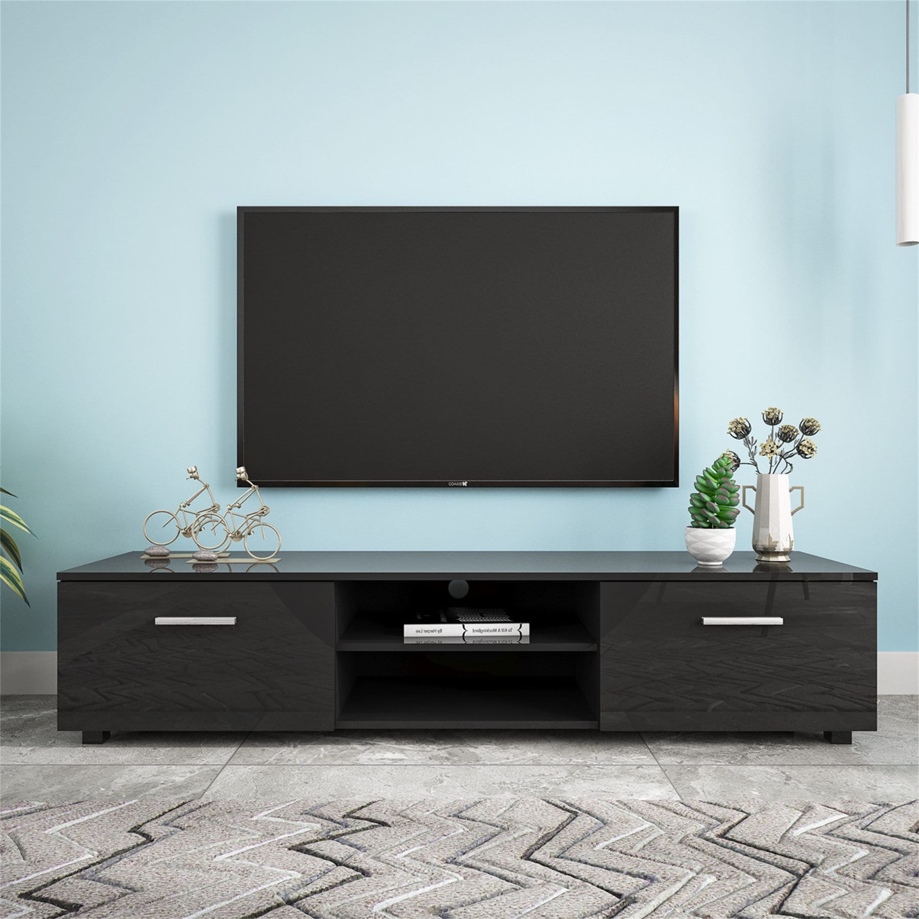 Stratford Solid Wood Tall TV Stand for TVs up to 60 Black - WyndenHall