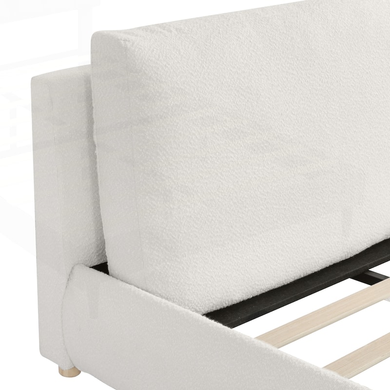 Luxurious Upholstered Platform Bed with Removable Pillows and Stylish Headboard