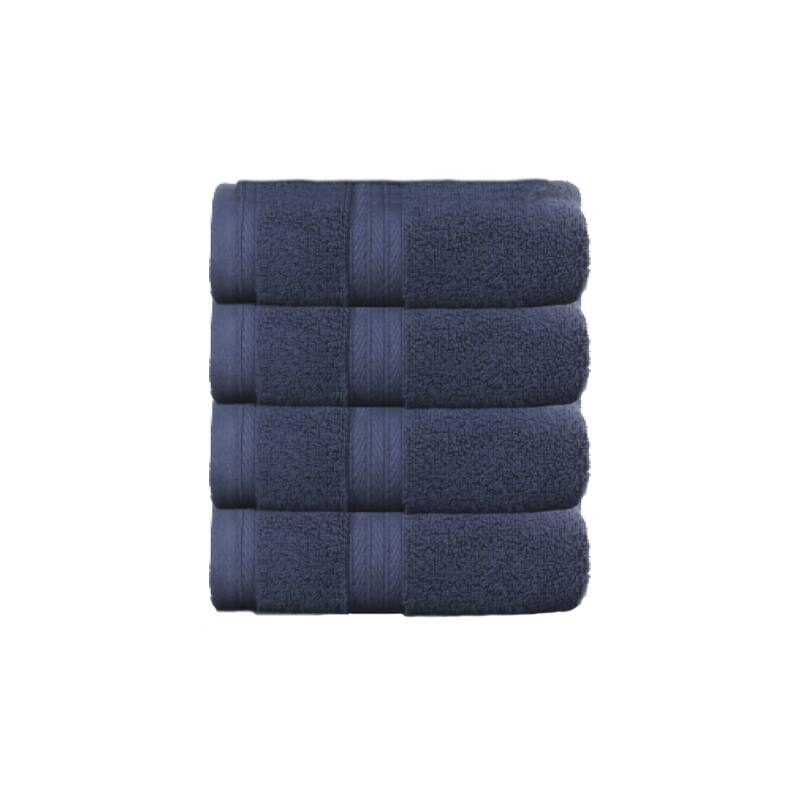 Home Weavers Elegance Essentials 550GSM Cotton Zero Twist Super Absorbent Hand Towel Set of 4 - 16"x24" - Navy