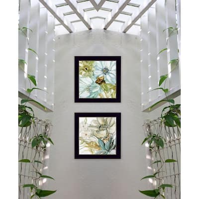 TrendyDecor4U Contemporary "Sea Glass" Framed Print Wall Art by JG Studios - Blue