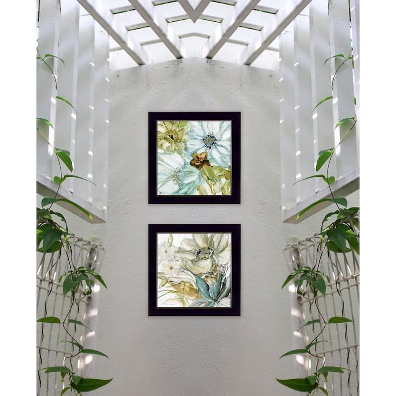 TrendyDecor4U Contemporary "Sea Glass" Framed Print Wall Art by JG Studios - Blue