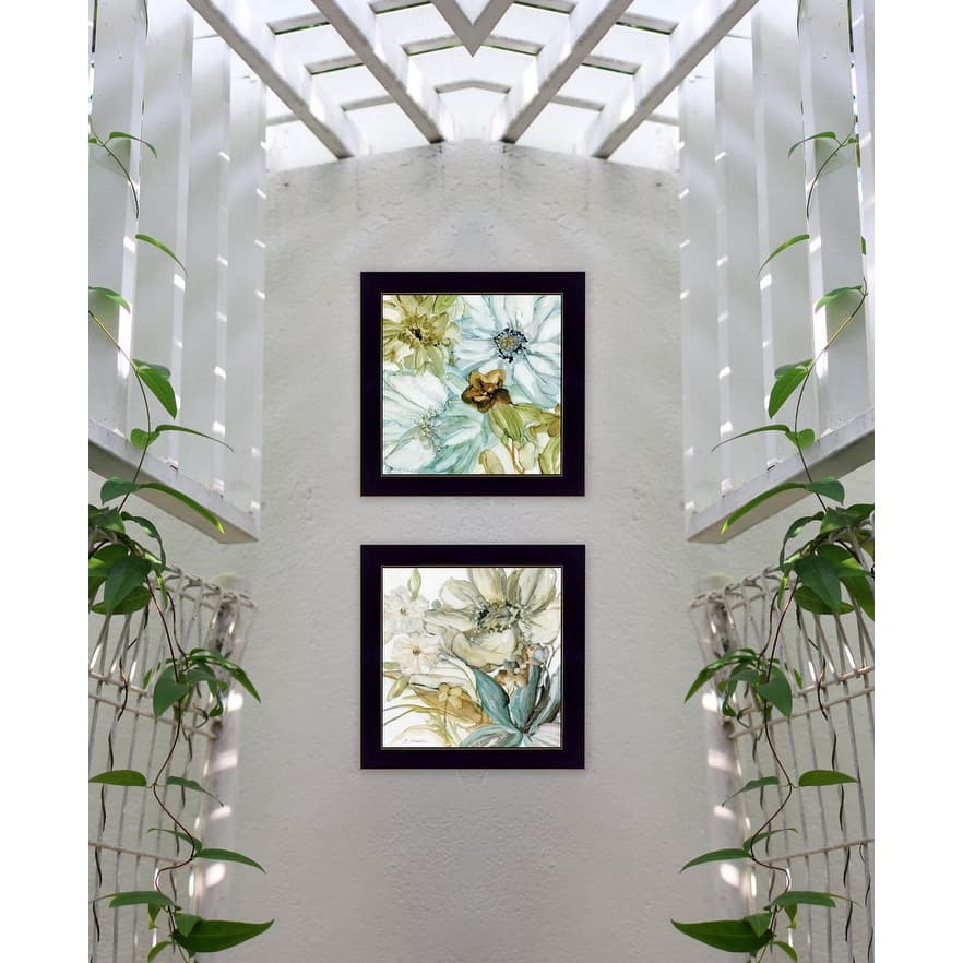 TrendyDecor4U Contemporary "Sea Glass" Framed Print Wall Art by JG Studios - Blue