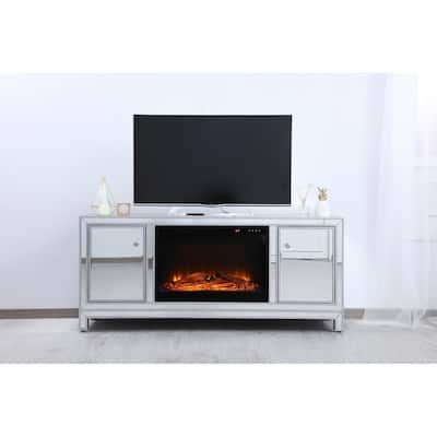 60 in. Mirrored Fireplace TV Stand