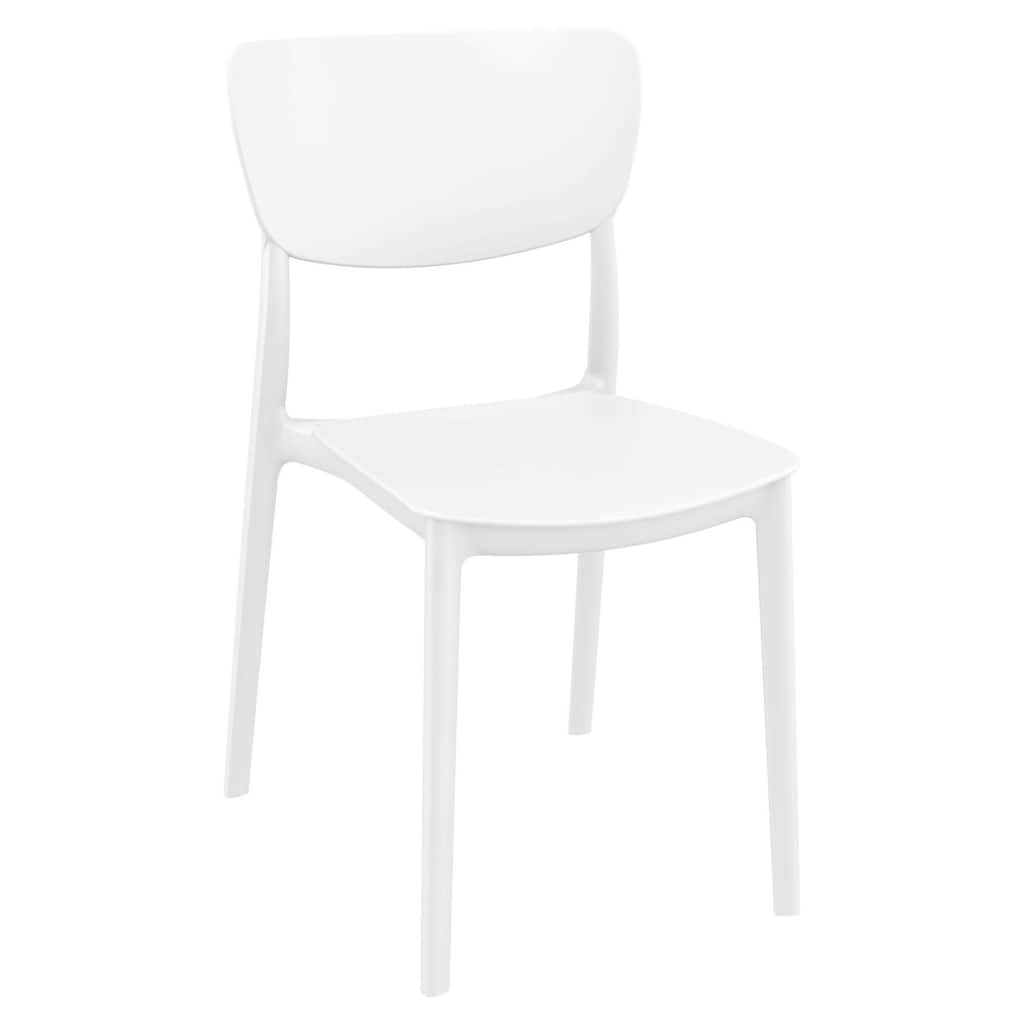 33" White Solid Stackable Patio Dining Chair