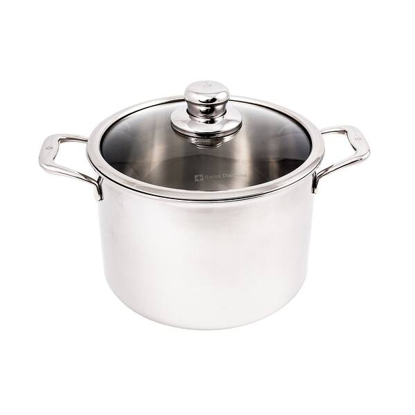 7.5L 24cm (7.9 Quart 9.5 Inch) Premium Clad Stainless Steel Induction Stock Pot With Lid Bed