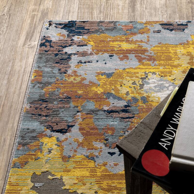 Style Haven Caldon Contemporary Abstract Yellow/Gold Area Rug