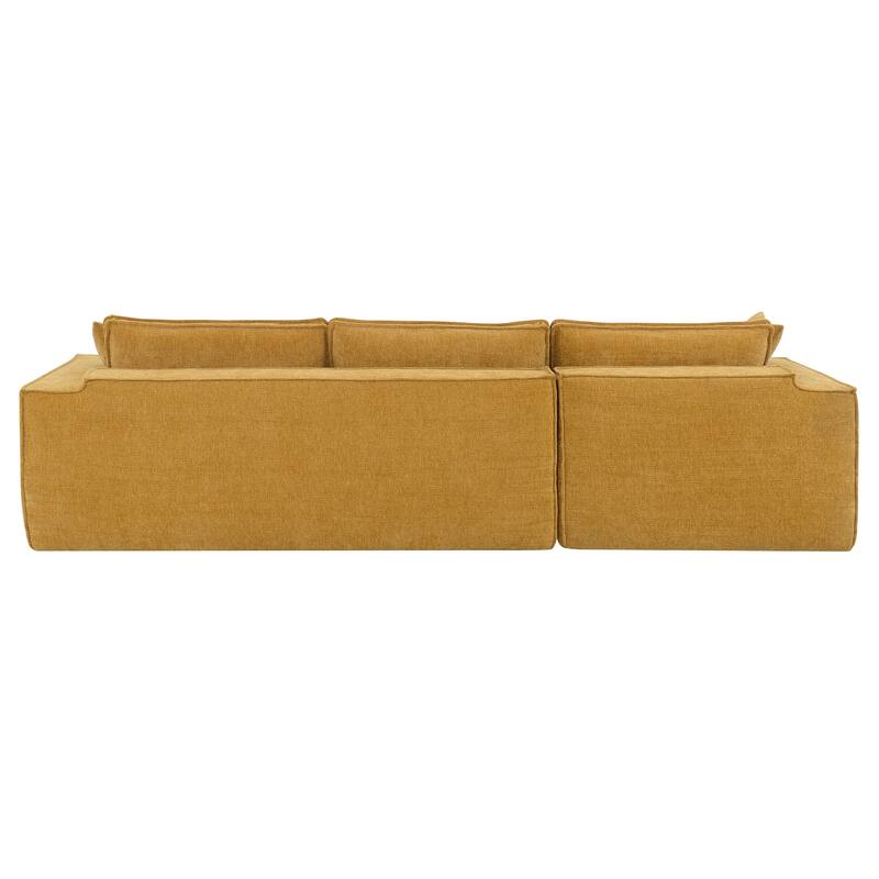 111.5" L-Shaped 4-Seater Modular Sofa with Chaise, 2 Pillows, Wrinkle-Resistant Chenille, and All-Sponge Construction