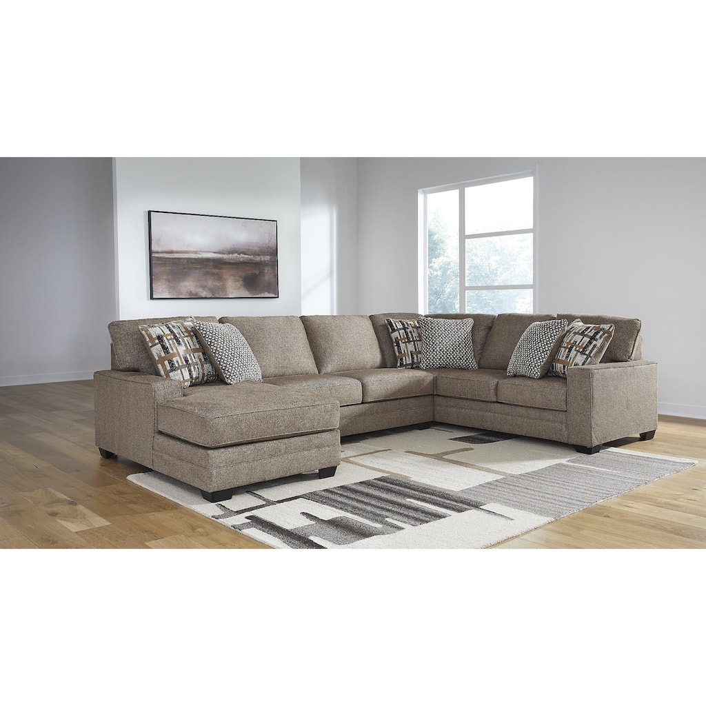 Signature Design by Ashley Cannonbrook Gray 3-Piece Sectional with Chaise - 141" W x 99" D x 40" H
