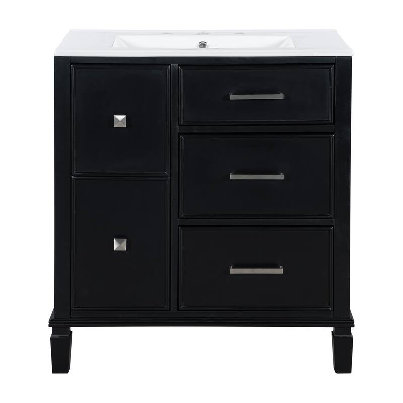 30 " bathroom vanity with ceramic sink with 4 drawers