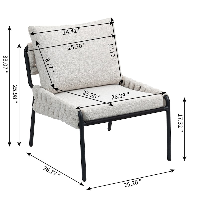 Comfortable Accent Chair Beige Side Chair with Metal Frame, Padded Lounge Chair Dining Chair Dressing Chair