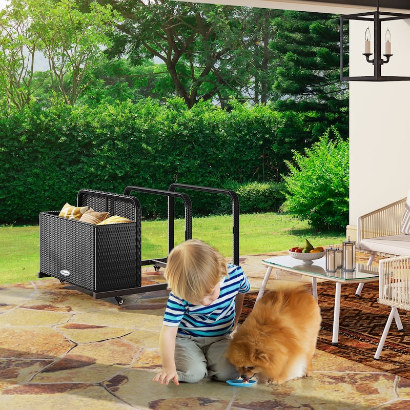 Outdoor Wicker Patio Poolside Deck box