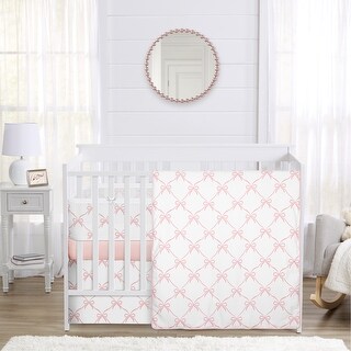 Sweet Jojo Designs Pink Bows Girl Sweet Jojo Designs 5pc Crib Bedding + BreathableBaby Breathable Mesh Liner - Ballet Collection
