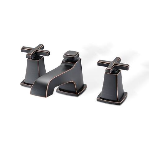 PROOX Widespread Double Cross Handle Bathroom Sink Faucet w/ Drain