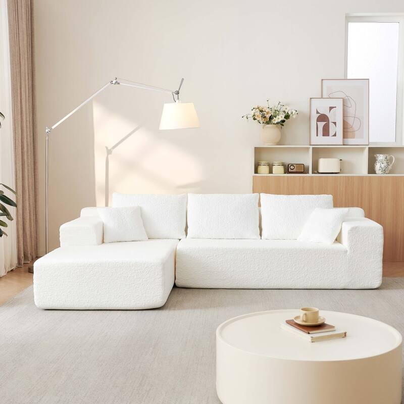 103.54" Modular Chenille Cloud Sectional Sofa with Throw Pillows