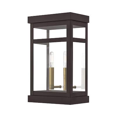 Livex Lighting 2-light Bronze Outdoor Wall Lantern, 20705-07 - 9.25" W X 15" H X 6.375" EXT