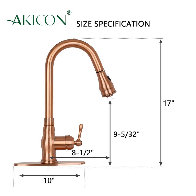 Copper Kitchen Faucet with Single Handle and Pull Down Sprayer