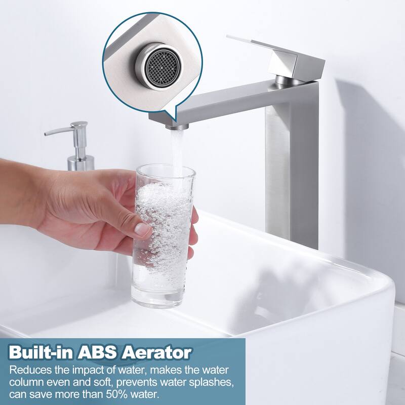 WOWOW Single Handle Single Hole High Arc Bathroom Vessel Faucet