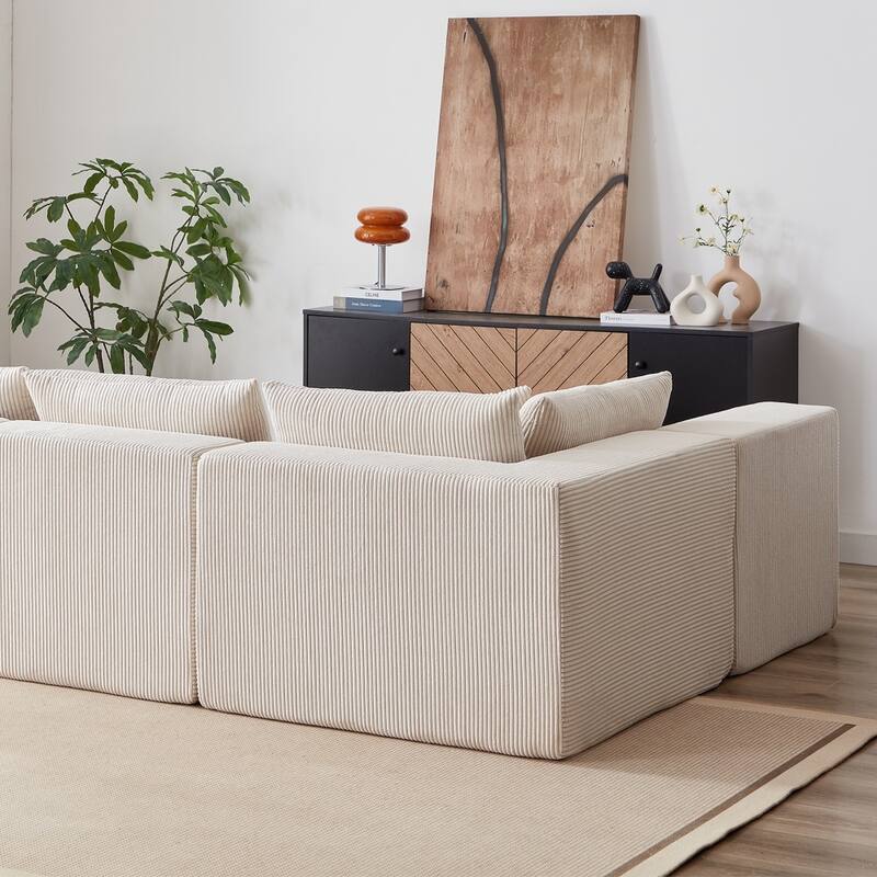 104" Corduroy Upholstered Modular L-shaped Sectional Sofa