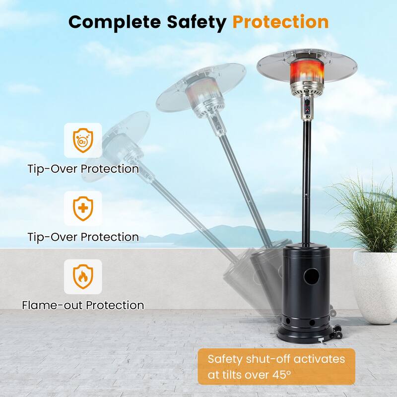 Gymax 50000 BTU Patio Propane Heater w/ Stainless Steel Burner & Safe