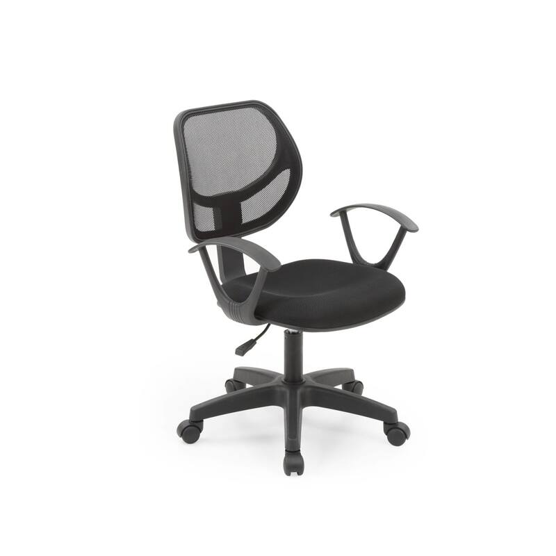 Hodedah Mesh, Mid-Back, Adjustable Height, Swiveling Task Chair with Padded Seat in Black - N/A - Black