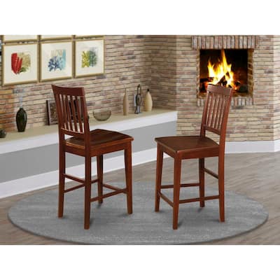 Counter Height Bar Stools with Wooden Seats, Buttermilk and Cherry Finish, Stylish Modern Kitchen Island Seating