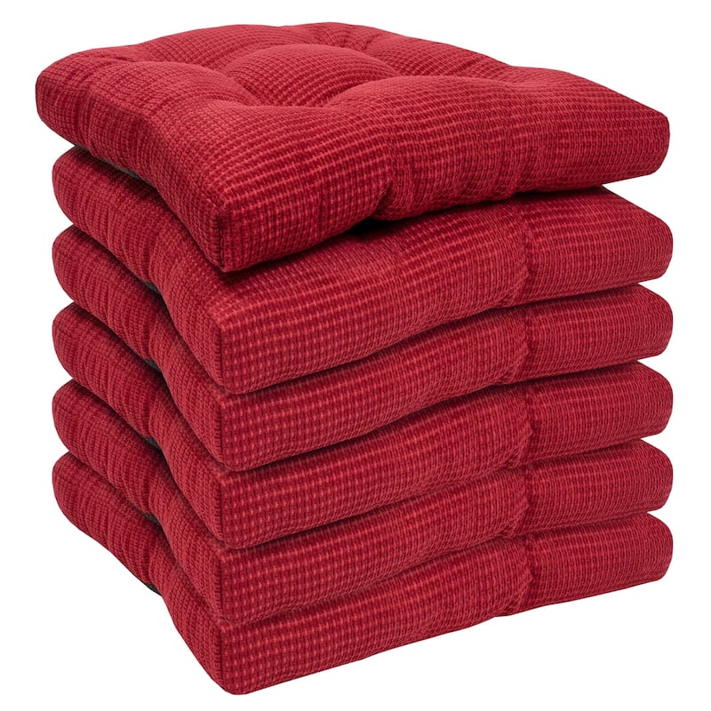 Sweet Home Collection Fluffy Memory Foam Tufted Chair Cushion Non Slip Microdot Rubber Back