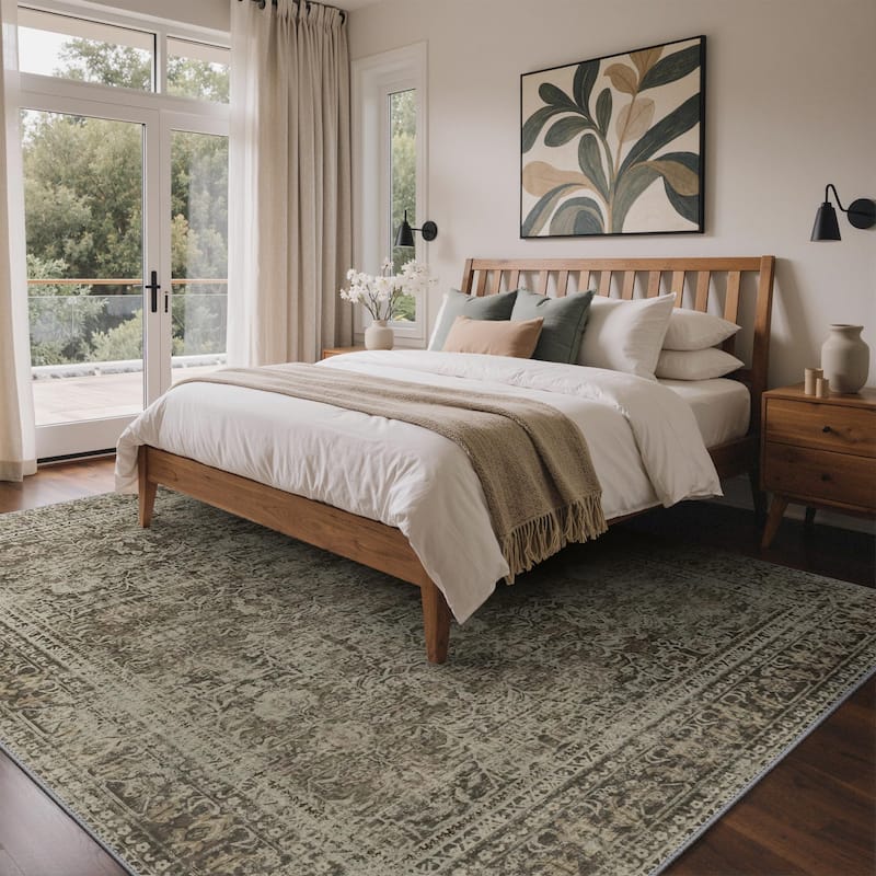 Mcow Modern Machine Washable Low Pile Lightweight Soft Print Area Rugs - Green - 8'X10' - Rectangle