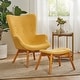 preview thumbnail 33 of 76, Hariata Mid-Century Modern Wingback Fabric Chair/Ottoman Set by Christopher Knight Home Muted Yellow