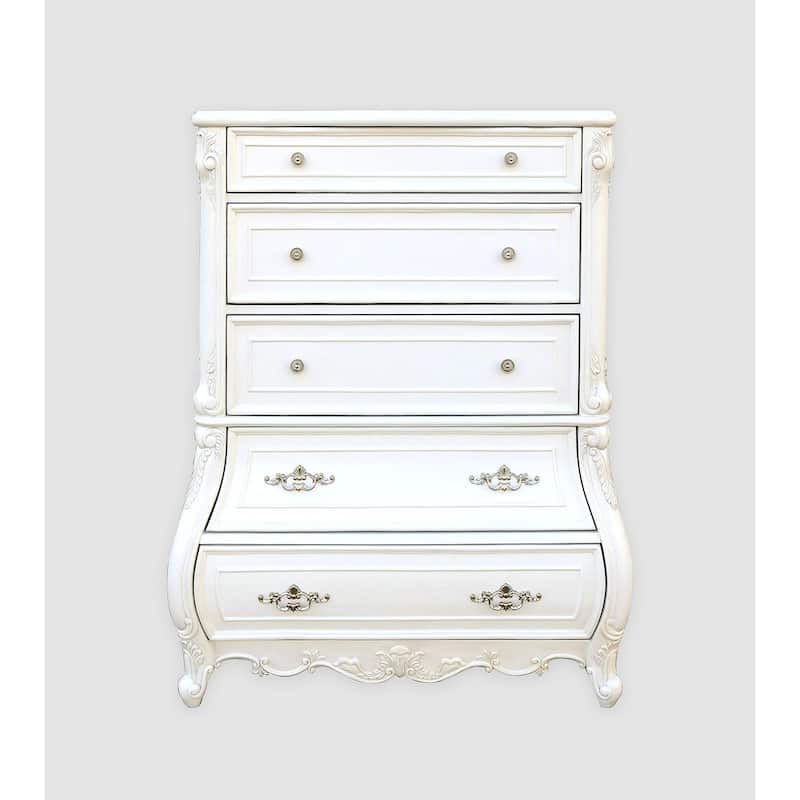 Formal Traditional White and Tan Finish Bedroom Furniture Set with Wingback Bed