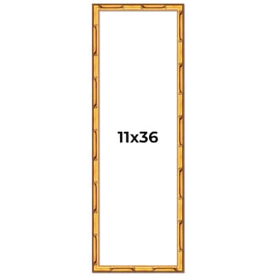 11x36 Frame Gold Bamboo Solid Wood Picture Frame | 1 Inch Moulding