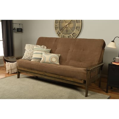 Somette Tucson Queen-size Futon Set in Rustic Walnut Finish with Marmont Mattress